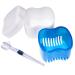 Bearals Denture Box, Denture Cup, Denture Case with Brush, Denture Bath Cleaning Soaking Cup with Strainer, Mouth Guard Night Gum Retainer Container (Blue) Blue 2