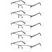 EYECEDAR 5-Pack Reading Glasses Men Blue Light Blocking Half Frame Rectangle Style Spring Hinges Readers 2.00 Metal Grey 2.0 x