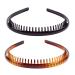 FRCOLOR 2 Pieces Teeth Comb Headbands Unisex Hard Plastic Tooth Hairband Anti-slip Hair Hoops Daily Headdress Hair Accessory for Women Men(Coffee Black)