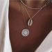 Layered Coin Pendant Necklace Silver Shell Necklaces Beads Necklace Chain Boho Jewelry for Women