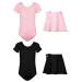 2 Pack Ballet Leotard for Girls Toddler Ballet Leotards Ballet with Skirt Dance Dress Short Sleeve Tutu for Kids Girl Black Pink 2-4 Years