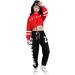 Girls Hip Hop Dance Outfit Set | Cropped Hoodie and Sweatpants | Red | Size 12-14 - Buy Online on GoSupps.com