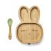 Tiggi Bamboo Baby Suction Plate - Complete Weaning Set Non-Slip Baby Plate Eco-Friendly Bamboo Plates for Babies and Toddlers (Bunny Rabbit Soft Mint)