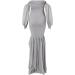 Robe de maternit pour femme - Couleur unie - l gante - En mousseline de soie - paules d nud es - Robe de soir e - Robe longue enceinte - Robe d' t L Gris - Buy Online on GoSupps.com
