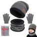 Yutdeng Kids Winter Hat Scarf and Gloves Set Girls Beanie Knitted Snood & Gloves 3 in 1 Super Soft Great Warm Boys 2-10 Years Leaden Gery
