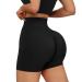 Butt Scrunch Seamless Shorts, Womens 5 Inch Workout Shorts High Waist Stretch Booty Short for Gym/Yoga/Running/Biking Black Medium