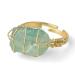 COLORFUL BLING Raw Healing Crystal Natural Stone Ring Statement Copper Wire Wrapped Irregular Crystal Gemstone Adjustalble Ring Jewelry for Women Girls Green Fluorite