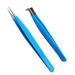 2 Pieces Diamond Grip Eyelash Tweezers Professional Set- COSSMOO Straight And Angled Curved L-Shape Volume Tweezers For Lashes Extension Pointed Individual Application Tweezers For False Lash