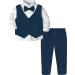 mintgreen Baby Boys Gentleman Suit Set Long Sleeve Shirt with Bowtie + Waistcoat + Pants Size: 1-4 Years Navy Blue 2-3 Years