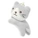 Cat Plush key pendant Kawaii cat key pendant cute cartoon key pendant made of soft plush figure toys mini-cat plush cartoon-anime-plush cat decorative light gray+white