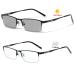 Men's Bifocal Reading Glasses Business Sun Photochromic Lens Metal Frame 2020 Fashion Eyewear Presbyopia (Black, 0.00/+1.25 Magnification) Black 0.00/ 1.25 Magnification