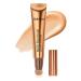Liquid Highlighter Beauty Women Wand  Shimmer Liquid Face Highlight Contouring Makeup  Smooth Creamy Liquid Highlighter Stick with Cushion Applicator  Waterproof Nose Eye Contour Glowing Highlighting Makeup Wand-2Golden...