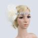 FRCOLOR Flapper Headband 1920s Gatsby Headdress Feathers Crystal Beaded Wedding Headpiece Elastic Headwear White - Buy Online on GoSupps.com
