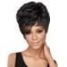 TIREOW Wig Women Synthetic Fluffy Short Hair Slightly Curly Realistic Black Hair
