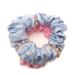 Hair tie double elastic fabric and pearls blue/pink