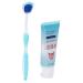 Tongue cleaning brush with organic substance long handle ergonomic design for the preservation of oral health removes plaque dining dead cells