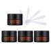 Zeoabsy 4 piece of empty brown glass cream box 5ml with lid brown las screw lid glass cructure screw box glass dose of ointment tinge cosmetic can for gels creams + 4x spatula