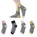 Akamas 4 couple black white checkered ladies socks crew socks with a smiling face pattern colorful smile socks breathable cotton socks leisure socks gifts girls