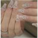24 Pack Fake Nails Pearl Heart Length Ballerina Sweet Band Design Ballet Coffin Nail Tip French Transparent Full Cover (Color : Heart 1) - Buy Online on GoSupps.com