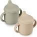 Potchen 2 Pieces Silicone Sippy Cup Training Cup for Baby 6 months+ Soft Baby Cup with Straw Spill Proof Sippy Cups for Toddlers with Handles and Spout Lid Easy Grip 5oz (Green  Khaki  Cute Style) Cute Style Green  Khaki