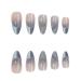 Justotry 24-Piece Glitter Silver Almond Press-On Nails | Short Gray French Artificial Fingernails for Women | Stylish Oval Acrylic Nail Design - Buy Online on GoSupps.com