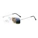 Rimless Bifocal Reading Glasses Transition Photochromic Sunglasses Blue Light Blocking Titanium Readers Man Woman UV Silver 2.0 x
