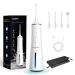 Water Dental Flosser Teeth Pick Portable Cordless Oral Irrigator 300ml Water Tank Rechargeable Travel Teeth Cleaner IPX7 Waterproof Electric Water Flosser BV609 (White)