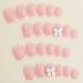 Pink Press-On Nails | Short Square Fake Nails | White French Tip Full Cover | Glossy Nude Pink | 24 Pcs for Women & Girls - Buy Online on GoSupps.com