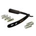 CS-102 Matte Black Folding Straight Razor Shavette with 15 Astra Double Edge Razor Blades