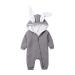 Kids Tales Newborn Baby Winter Warm Outfits Cute Rabbit Ear Hooded Zipper Romper 0-3 Months Grey Thick