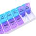 Twice-A-Day Economy Weekly Pill Organizer - Easy-Open AM/PM Medication & Vitamin Storage (Blue & Purple - Buy Online on GoSupps.com