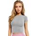 Vanoluya Women Workout Crop Top Seamless Shirt Athletic Yoga Short Sleeve Fitness Tight Tee Gym Cropped Tank Tops Medium #1grey