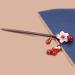 Hair needle wood hair stick hair needle retro asian traditional forks pink shell sakura flowers red acate pearls tassels beautiful jewelry accessories for women long hair bride
