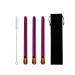 Extra Wide Reusable Stainless Steel Boba Drinking Straws Spoon Fat Straws Smoothie/Bubble Tea/Milkshakes Straws with Cleaning Brush & Carry Bag 12mm/0.5" Wide (Set of 3 Purple)