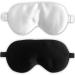 100% 19 Momme Mulberry Silk Sleep Mask - Premium Silk Fill Ultra-Soft & Breathable Eye Sleeping Mask 2 Count (Black & White) Masks Packeged in Elegant Gift Box Black and White