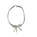 OralGos Faux Pearl Bow Pendant Necklace Clavicle Chain PU Leather