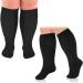 Cheeroyal Plus Size Compression Stockings for Men & Women - 20-30mmHG Wide Calf Knee Socks for Ultimate Support | Black 3XL - Buy Online on GoSupps.com