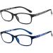 EYEURL 2.50 Reading Glasses for Men & Women - 2 Pack Blue Light Blocking Rectangular Frames Anti-Glare Stylish Prescription Eyewear - Lightweight Blue & Black - Buy Online on GoSupps.com