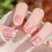 Flower Press on Nails Short Pink Cherry Blossom Square Fake Nails with Nail Glue French Artificial Acrylic Full Cover False Nails Spring Summer Stick on Nails for Women Girls Acrylic Nail Tips 24PCS