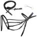vidaXL Bridle Leather Bridle with Reins Web Reins Snaffle Bit Pony Black
