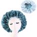 2 Pcs Wide Band Satin Hair Bonnet for Sleeping - Soft Night Sleep Hat for Curly Hair Protection in Blue - Buy Online on GoSupps.com