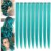 XirrwWh 9 pieces 21 inch Personal parts for women straight clip in on art hair extensions party highlights multicolored hair accessories (turquoise)