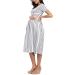 Love2Mi Short-Sleeve Maternity Dress - A-Line Midi Dress for Pregnant Women - S White Black Stripe - Buy Online on GoSupps.com