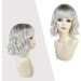 Yamel Wavy Bob Wig with Bangs - Natural Ombre Silver Synthetic Hair Short Curly Wigs for Women - Buy Online on GoSupps.com