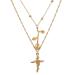 Buy fxmimior 2 Tier Bohemia Rose Flower Cross Necklace - Elegant Long Layered Pendant & Choker for Women | International Shipping Available - Buy Online on GoSupps.com