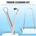 Premium Steel Tongue Cleaner Tool Set for Adults - Travel Toothbrush 3 Pack - Silver - Buy Online on GoSupps.com