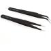 Eyelash tweezers for eyelash extensions hand-calibrated straight curved tip 2-pack Durability