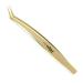 Professional Eyelash Extension Tweezers - Stainless Steel 45 Mega Curved Angled Fine Tip Tweezer for Volume Lashes - Gold Tweezer for Precision Application - 17mm - Eye Lash Extensions Supplies - Buy Online on GoSupps.com