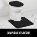 Soft Velvet Memory Foam Toilet Lid Seat Cover - Machine Washable, Plush Cushioned Design - Fits Most Lids - Decorative Black Bathroom Accessory - 19.5x18.5 - Buy Online on GoSupps.com