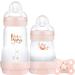 MAM Easy Start Colours of Nature Starter Self Sterilising Anti Colic Starter Set (Owls) Non-Shiny Matt Finish Newborn Bottle Set and Soother Newborn Essentials Blush Pink